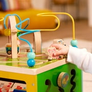 Battat Barnyard Activity Cube with 5 Multicolor Sides and Bead Maze Wooden, Baby and Toddler Toys