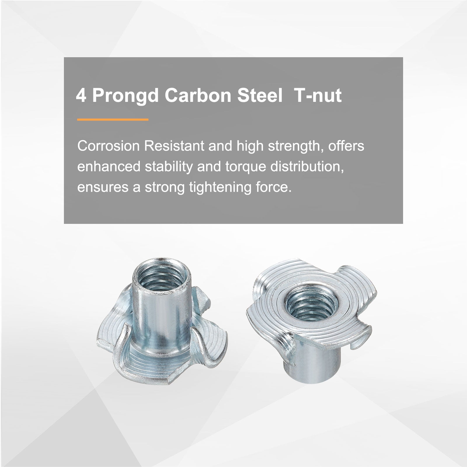 5/16x14mm T-Nuts 4 Pronged 0.83" x 0.55" Tee Nut Carbon Steel Fully Thread 100packs