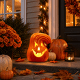 thumbnail image 3 of Lighted Lantern Blow Molded Pumpkin Lamp Indoor Halloween Decor Battery Operated Glowing Prop For Porch Table Orange, 3 of 7