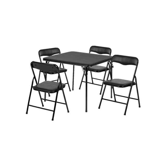 5Piece Folding Table and Chair Set for Hosting, Game Night, or Holiday Celebrations,Black