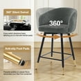 thumbnail image 3 of 26"Swivel Bar Stools Set of 4 Modern Counter Height Bar Stools with Arms & Backs Velvet Upholstered Barstools with Metal Legs for Kitchen Island Grey, 3 of 10