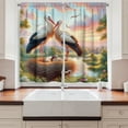 thumbnail image 2 of Ambesonne Birds and Nature Kitchen Curtains, Storks of Romance, 55"x24", Fern Green Multicolor, 2 of 3