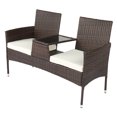 thumbnail image 4 of IVV Outdoor Patio Loveseat Modern Rattan Patio Conversation Furniture Set with Disassembled Iron Frame Brown Gradient Rattan Lover Chair for Garden Lawn Backyard, 4 of 10