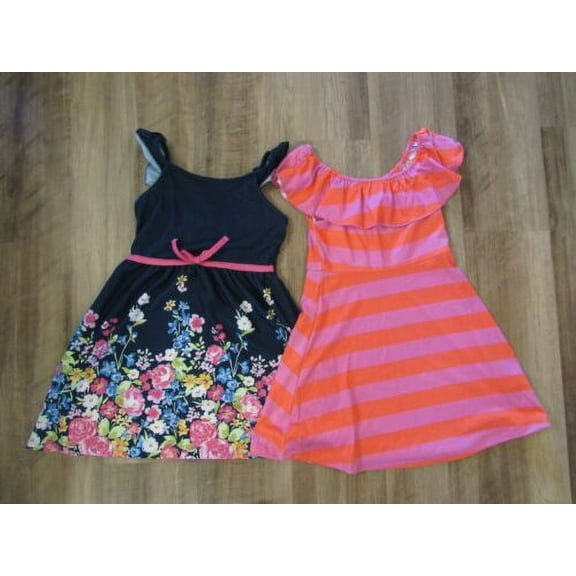 Pink & Violet Girls 2-Pack Dresses (Coral/Navy, Large)