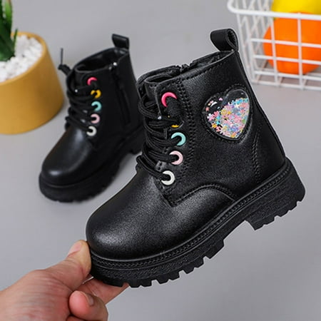 

JIKNTTR Toddler Girl Snow Boots New Winter Warm Shoes Children S Short Boots High Top Leather Boots Non- Lightweight Outdoor Sneakers Mid Calf Cowgirl Boots