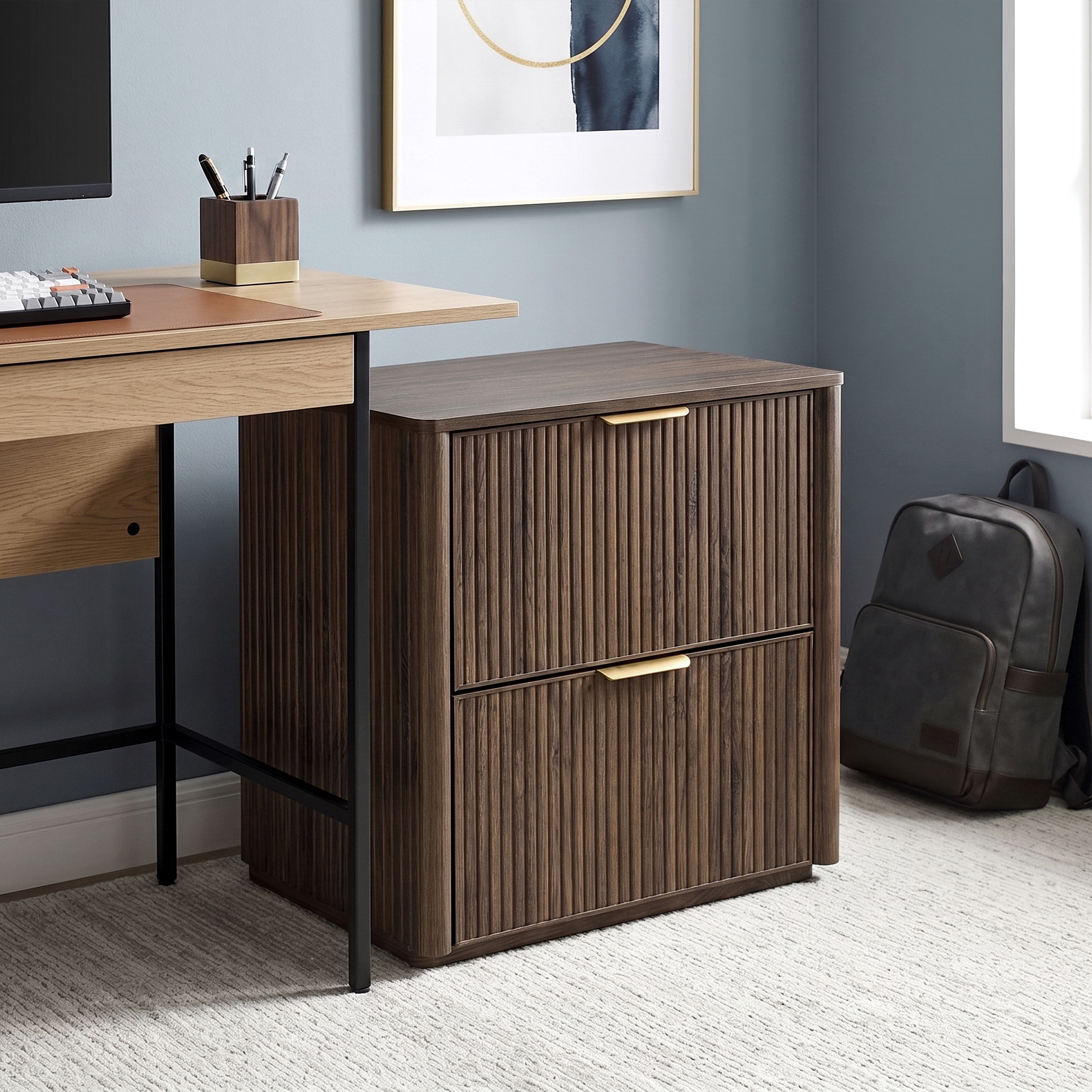 Furniture of America Zerik Modern Wood 2-Drawer Nightstand, Walnut