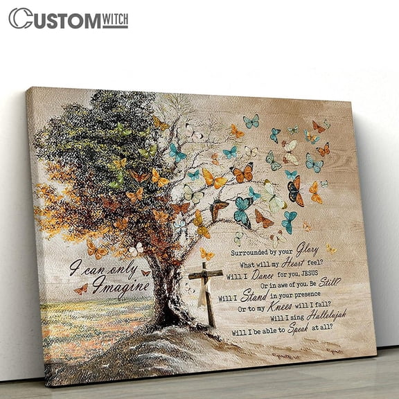 I Can Only Imagine Vintage Rustic Christian Framed Canvas Wall Art, Home Decor for Office Living Room Bedroom, Inspirational Religious Wall Decor Gift