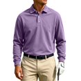 thumbnail image 5 of UDAUDU Men's Casual Polo Shirts Long Sleeve Basic Thermal Pullover Tops | Soft,Stretchy,Comfy,Classic Collar,Button Up,Solid,Relaxed Fit,Golf Polo Shirts Purple S, 5 of 5