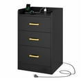 thumbnail image 6 of Homfa Nightstand with Charging Station, 3 Drawers Nightstand for Bedroom, Modern Storage Cabinet for Living Room, Black, 6 of 7