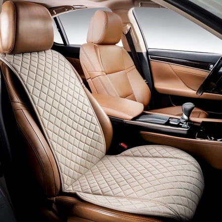 IVICY Faux Linen Front Car Seat Cover – Durable, Non-Slip Seat Protector for Cars – 1 Unit, Beige