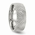thumbnail image 4 of White Stainless Steel Ring Band Wedding Polished Textured, 4 of 6