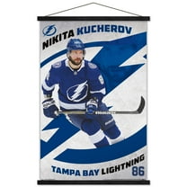 Trends International NHL Tampa Bay Lightning - Nikita Kucherov 19 Wall Poster with Wooden Magnetic Frame 22.375" x 34" Premium Print and Black Hanger Bundle