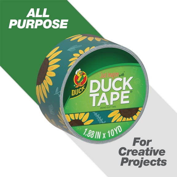 Printed Duck Tape Brand Duct Tape, 1.88 in. x 10 yd., Sunflower