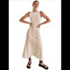 thumbnail image 3 of Vestido Camisero Sin Mangas para Mujer, de Verano, de Punto Acanalado en Contraste, Maxivestidos. Beige L, 3 of 9