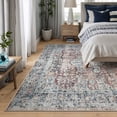 thumbnail image 2 of Bloom Rugs Washable Non-Slip 6x9 Rug - Brick / Dark Blue Traditional Oriental Area Rug for Living Room, Bedroom, Dining Room, and Kitchen - Exact size: 6' x 9', 2 of 9