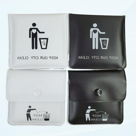 Cigarette Ashtray Pocket Ashtray Bags - 4 Pack Premium Fire Resistant PVC Odor Resistant Portable Ashtray Outdoor Butt Disposal Bag Cool Travel Ashtray Cute Fancy Ashtray Black and White