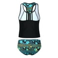 thumbnail image 4 of YONGHS Kids Girls 3pcs Tankini Swimsuits Racerback Tank Top with Bottoms Bathing Suit Green 8, 4 of 7