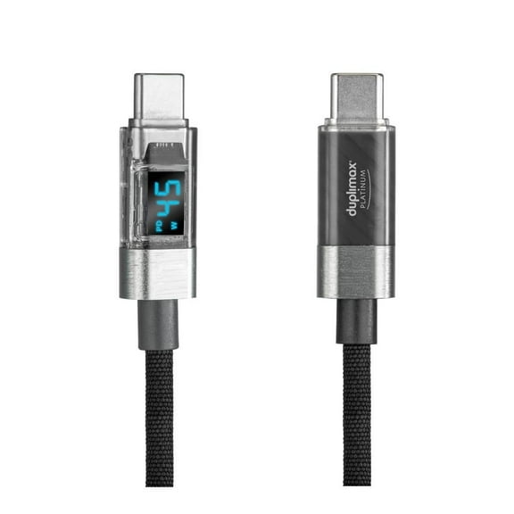 Cable Duplimax Platinum Tipo C a Tipo C 45W 1.5 m con Indicador Digital Negro