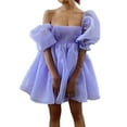 thumbnail image 1 of OUSITAID Femmes Soufflé Manches Tulle Princesse Robe de Soirée de Soirée de Soirée de Mini Robe de Soirée en Maille Bouffante Col Carré, 1 of 6