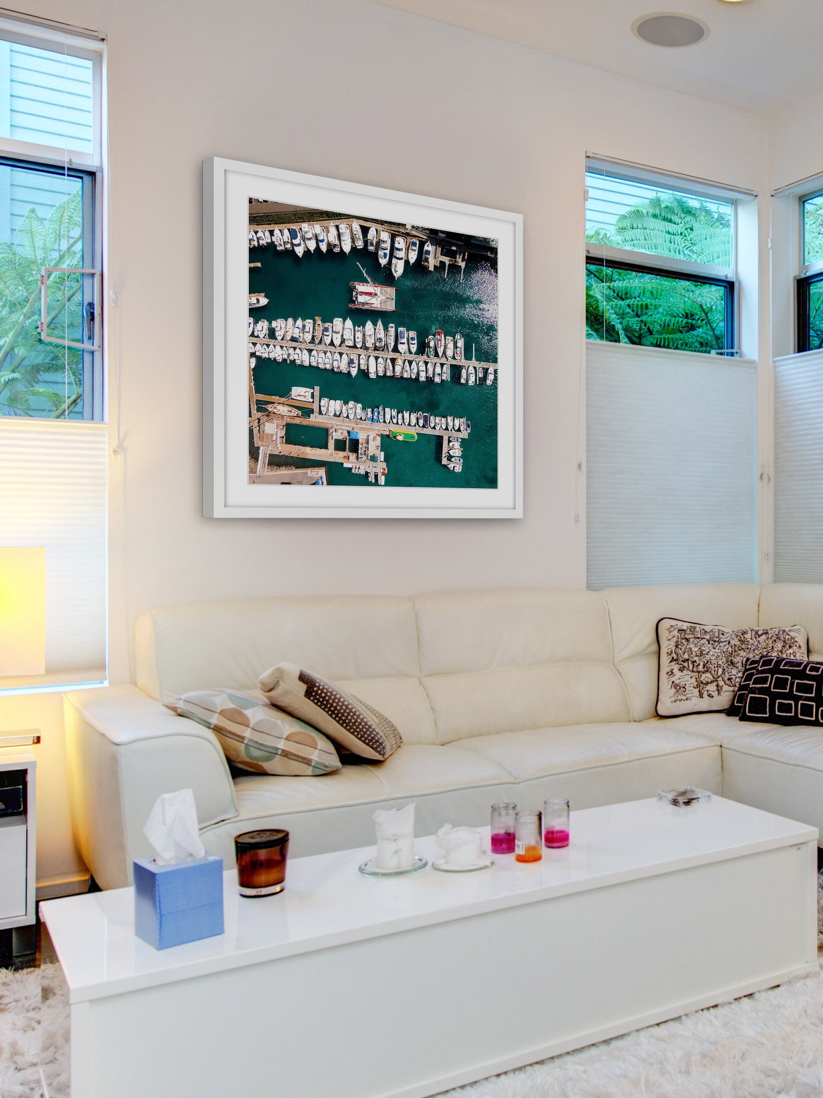"All Boats Docked" Framed Painting Art Print, 18.0" x 1.5"
