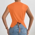 thumbnail image 6 of VBVC Women's Twist Back Cap Sleeve Top , Ladies' Crew Neck Fitted Wrap Blouse , Casual Summer Dressy Tank Top For Women,Orange,XS-XL, 6 of 10