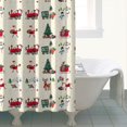 thumbnail image 4 of Beige Christmas Santa and Train Pattern Shower Curtain 84"x72" ,Bathroom Decorative Shower Curtains Set with 12 Hooks,Modern Waterproof Washable Shower Curtain, 4 of 6