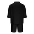 thumbnail image 6 of Stamzod Sweatsuits for Men 2 Piece Summer Solid Color Short Sleeve Tees and Shorts Set Casual Loose Plus Size Workout Running Tracksuit with Pocket Black XXL, 6 of 7
