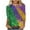 Multicolor#9, variant on DDAPJ pyju Mardi Gras Shirts for Women 3/4 Length Sleeve Carnival Tops Dressy Casual Crew Neck Blouses Parade Party T Shirt Multicolor L