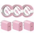 thumbnail image 1 of Cargador ROMITAZ para iPhone Paquete de 3 20W USB-C Rápido 1.8m Rosa, 1 of 7