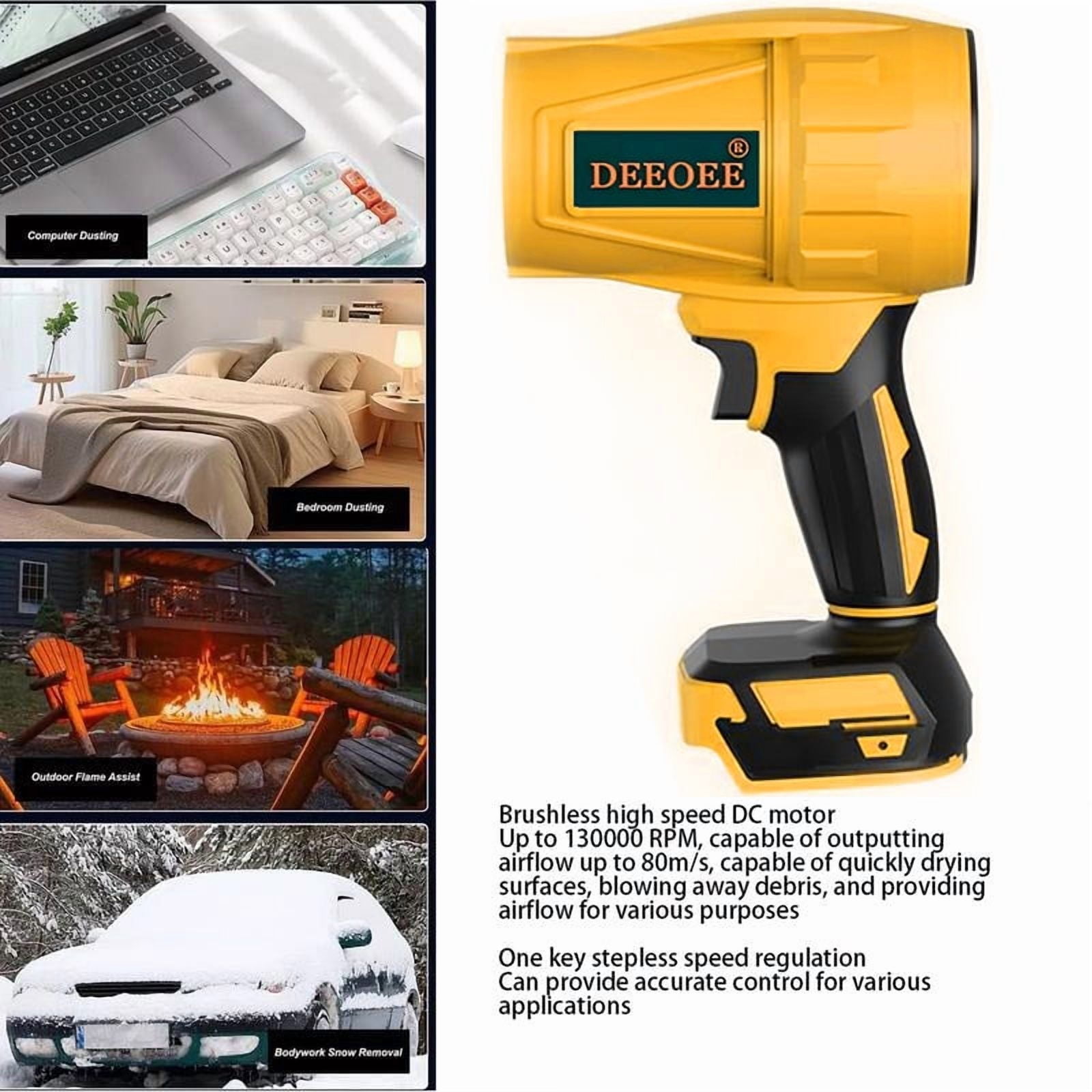 Cordless Turbo Jet Leaf Blower – High-Power Brushless Motor, Violent TurboFan for Car Drying, Dust Cleaning & Snow Removal – Handheld & Lightweight for Outdoor & Garage Use
