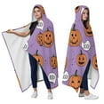 thumbnail image 2 of Wearable Blanket,Purple Halloween Pumpkins with Boo Hooded Wearable Flannel Blanket for Adults & Teens,Winter Poncho Shawl Wrap Cape Cozy Anti-Pill,60"x80", 2 of 5