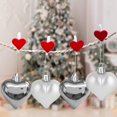 thumbnail image 3 of 12 bolas colgantes de corazón para árbol de Navidad: 1,77" de diámetro, para decorar el día de San Valentín, bodas, fiestas de Navidad (bolas de color plateado), 3 of 4