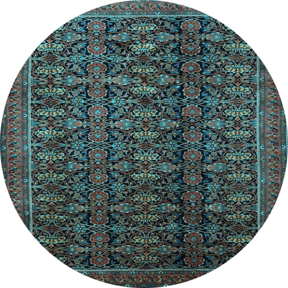Ahgly Company Indoor Round Persian Light Blue Traditional Area Rugs, 6' Round