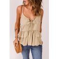 thumbnail image 2 of ABPHQTO Camiseta de tirantes de espagueti con cuello en V y volantes caqui para mujer, 2 of 5