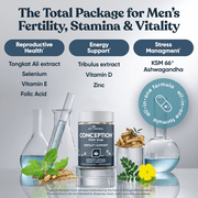 Eu Natural Conception for Him - Male Fertility Supplements with Ashwagandha, Folate & Zinc - Fertility Support for Men, 60 Vegetarian Capsules
