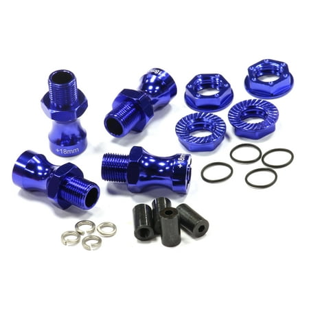 Integy RC Toy Model Hop-ups C23103BLUE 17mm Hex Wheel (4) Hub +18mm Offset for Traxxas 1/10 T