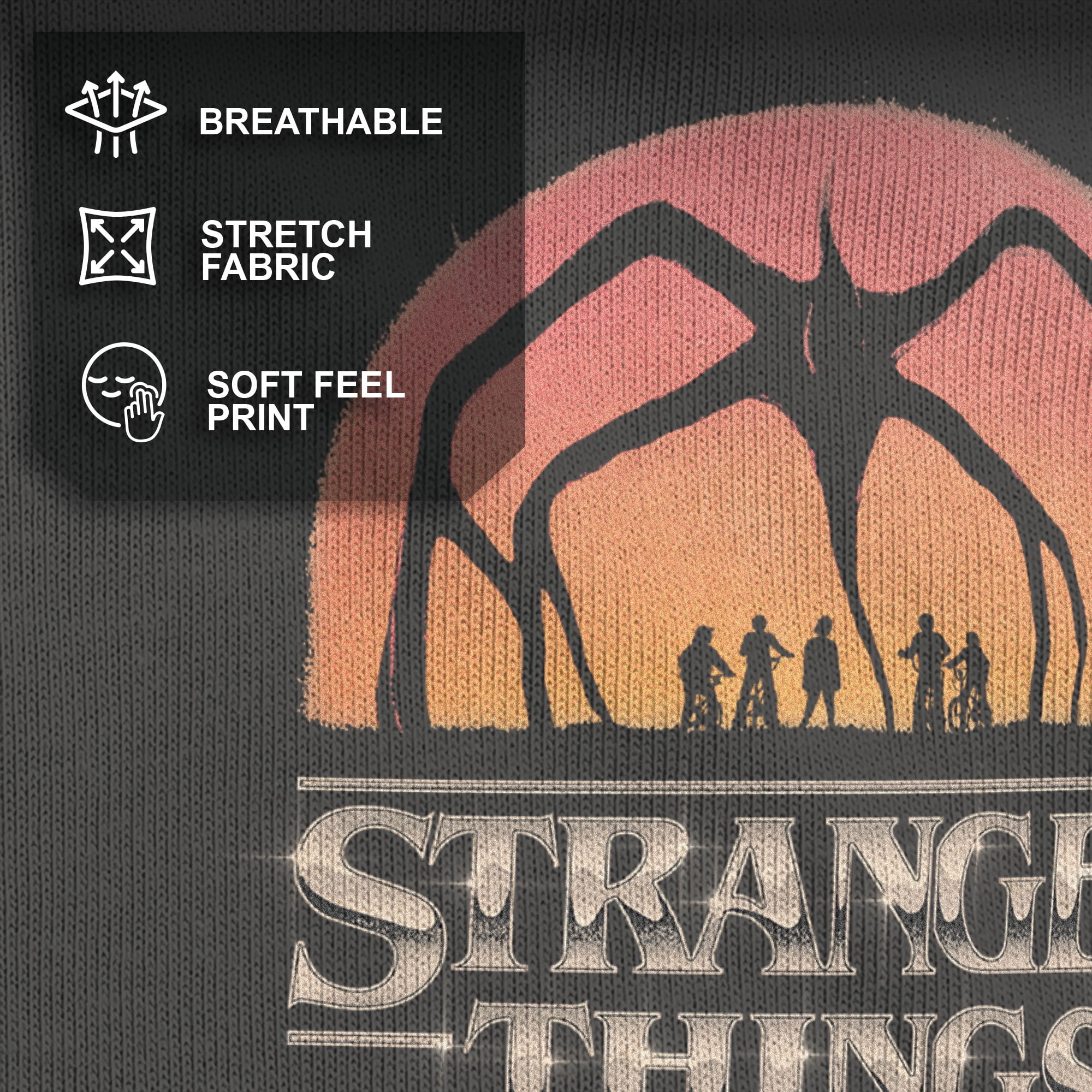 Netflix Women's Stranger Things Mind Flayer Sunset Chrome Logo T Shirt