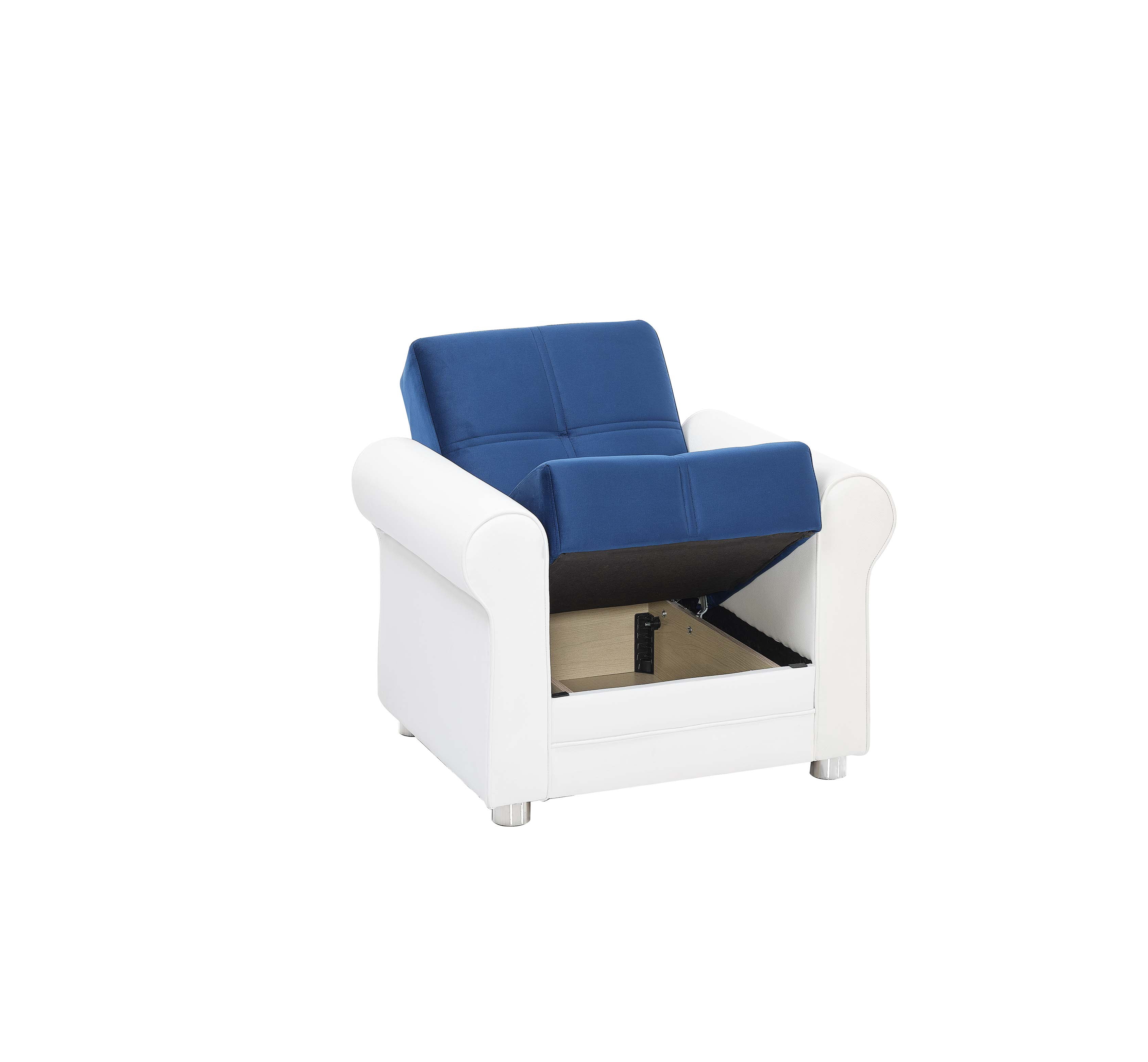 Ottomanson Convertible Accent Armchair with Hidden Storage, Firm Comfort Seating, Blue