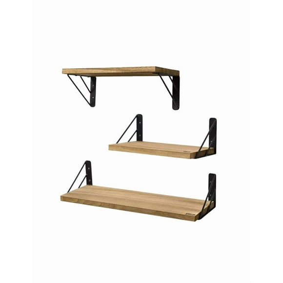 3 Repisas Xtellar Flotantes Madera Minimalista Muebles Hogar Decorar Color Negro