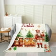 thumbnail image 3 of Merry Christmas Flannel Blanket Throw 50x60 Inch Cute Fleece Blanket Xmas Vintage Farmhouse Fuzzy Plush Throw Yellow Kawaii Gingerbread Man Living Room Decor, 3 of 5
