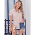 thumbnail image 2 of MOYIKO Short Sleeve Summer Tops for Women Casual Button Down Shirts Striped Business Work Blouses, 2 of 7