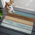 thumbnail image 3 of 2x3 Ft Entryway Area Rug, Blue Brown Kitchen Rug Runner Washable Floor Mat, Farmhouse Rustic Wooden Plank Board Non Slip Indoor Door Mat Throw Carpet for Bathroom Living Room Bedroom, 3 of 8