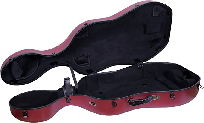 red Crossrock Cello Case 4/4 Size Fiberglass Hard Case with Backpack Straps and Wheels 