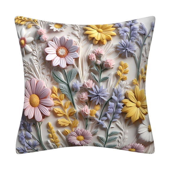 45Cm Decorative Throw Pillow Cover, 3D Floral Digital Printed Spring Cushion Case For Sofa Bedroom Living Room Home Decor, 1 Piece