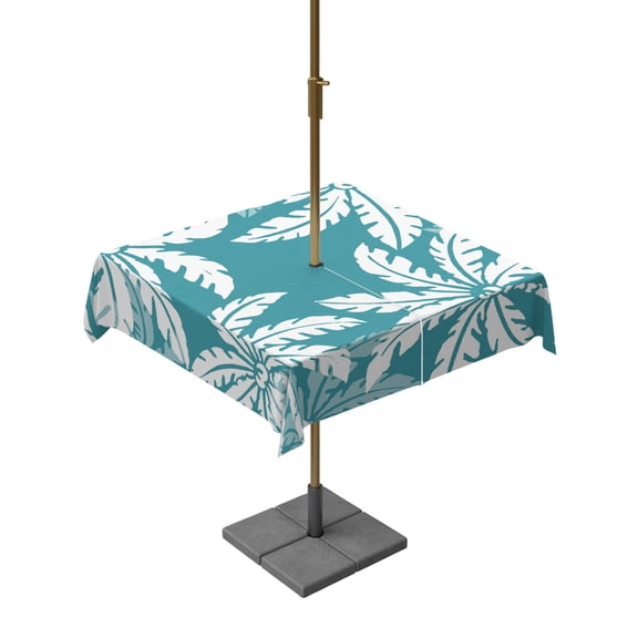 Outdoor Tablecloth with Umbrella Hole, Boho Beach Palm Tree Zippered Table Cloth for Rectangle Tables, Summer Tropical Plant Washable Waterproof Tablecloths for Picnic Patio Garden