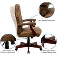 thumbnail image 4 of Flash Furniture Derrick Microfiber Tufted Farmhouse Office Chair with Wood Base, Bomber Brown, 4 of 14