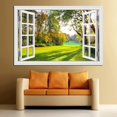 thumbnail image 2 of Creative Window Frame Style Wall Mural Decalsof Tree Removable Vinyl Poster Sunny Forest Wall Art For Living Room Self Adhensive Stickers -24"X36", 2 of 6