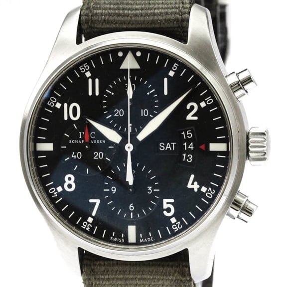 Pre-Owned IWC Pilot Chronograph Steel Automatic Mens Watch IW377701 Polished