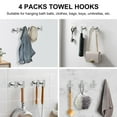 thumbnail image 6 of Towel Hooks For Bathrooms 4 Packs Screw-in Matte Black Bathroom Towel Hook Wall Mounted Stainless Steel Shower Towel Hooks For Coat Hanging, Drill Hole, 6 of 7