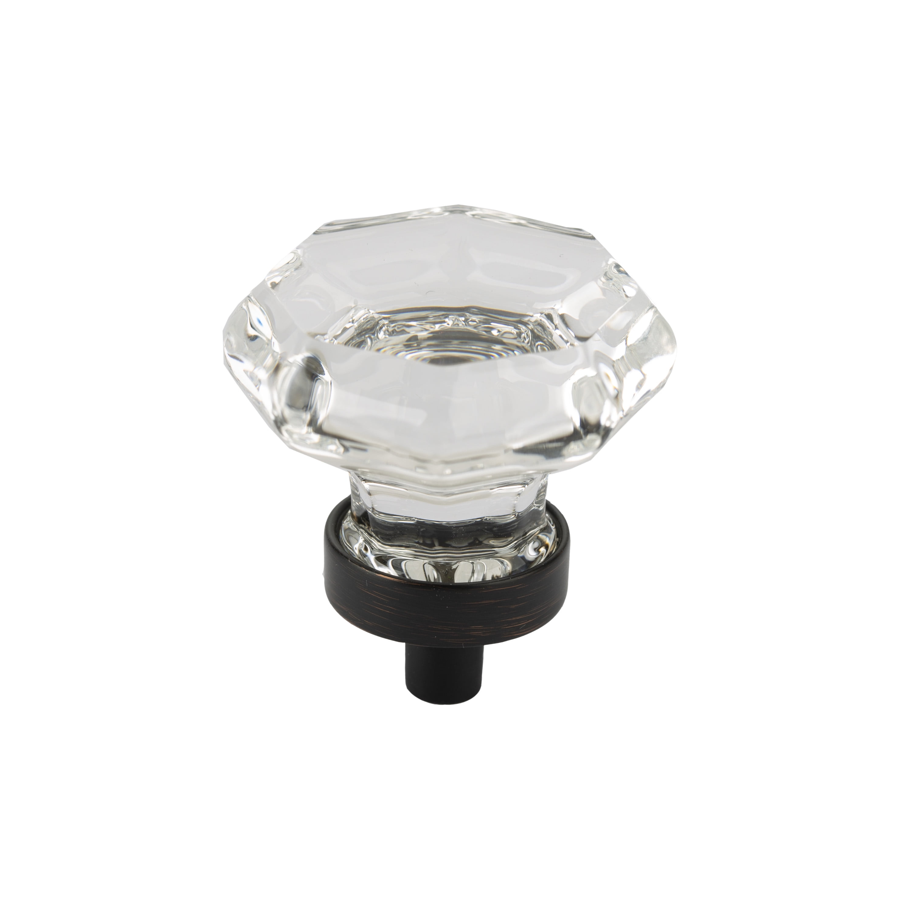 Better Homes & Gardens 1-7/16" (36mm) Clear Glass Geometric Knob, Oil Rubbed Bronze, 2 Pack